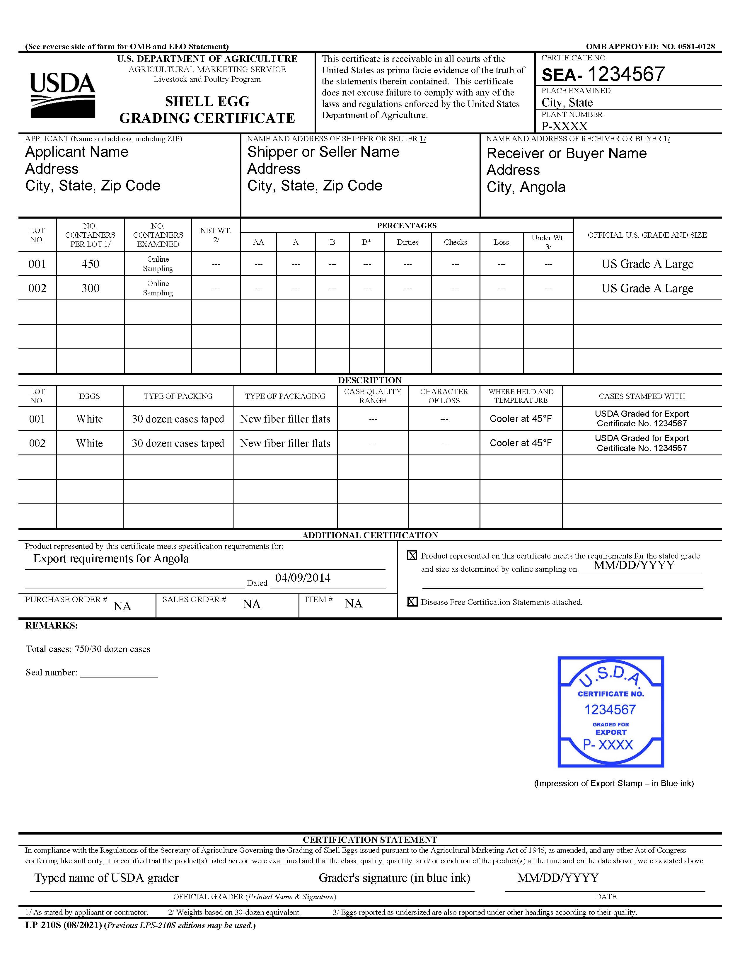 Sample LP 210S Form