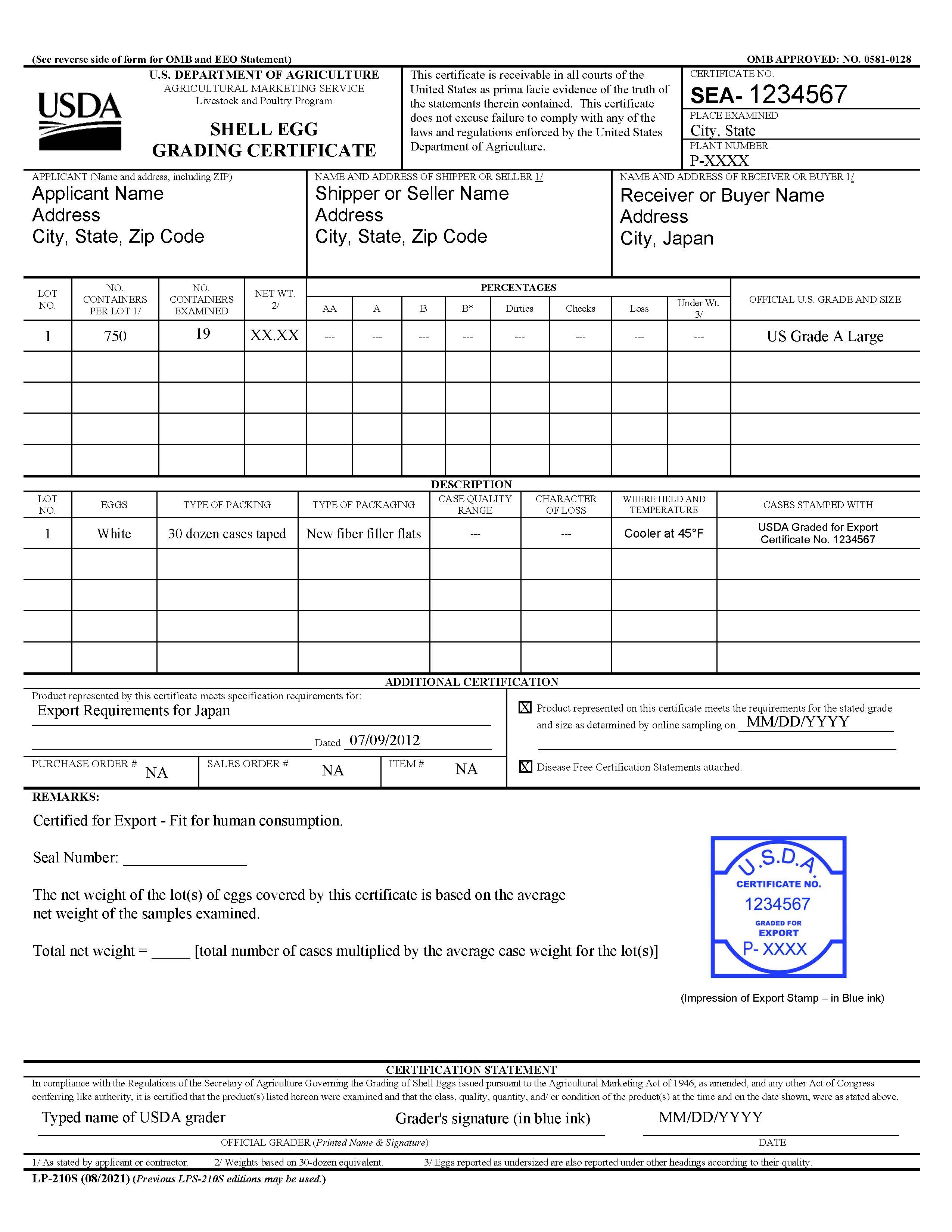 LP-210S Sample Form