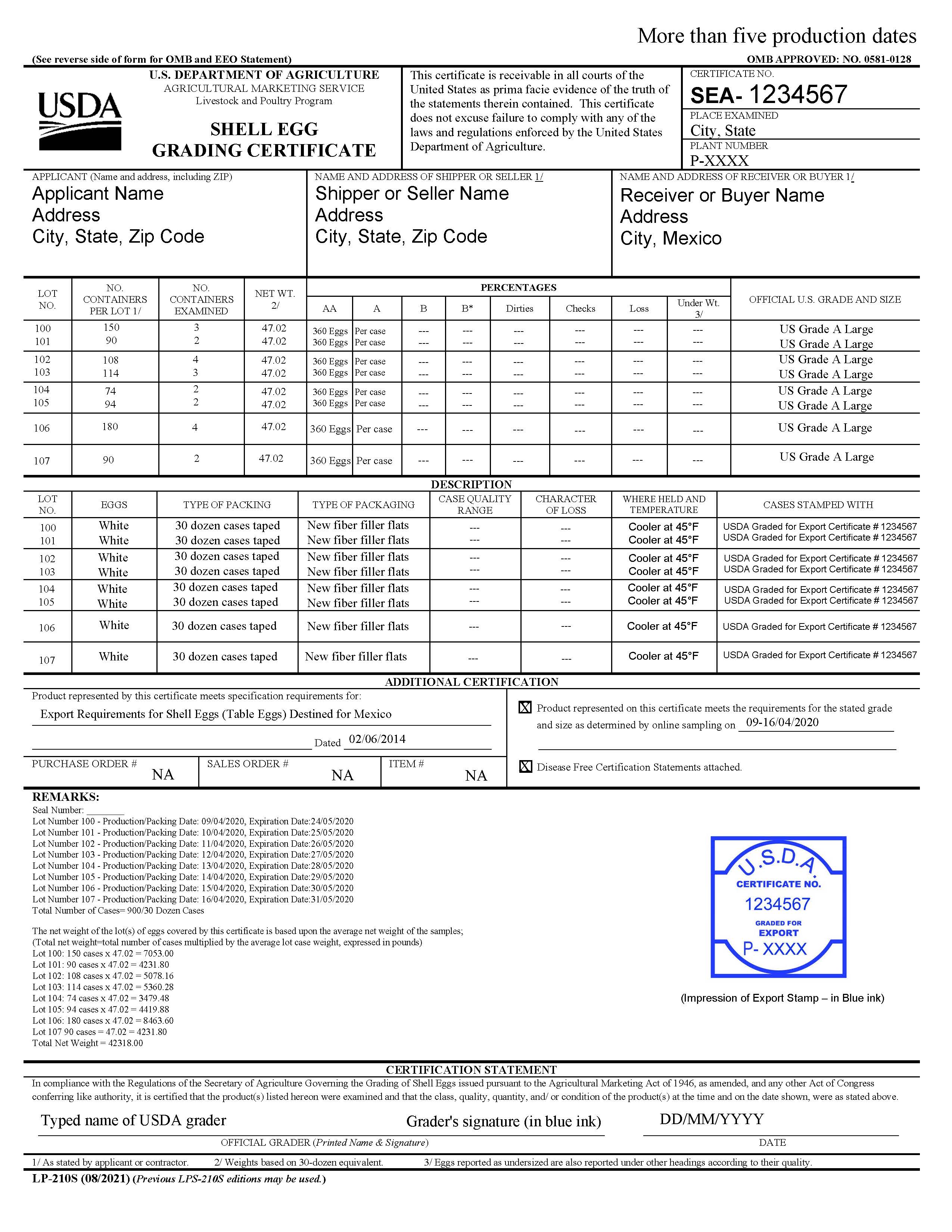 Sample LP 210S Form