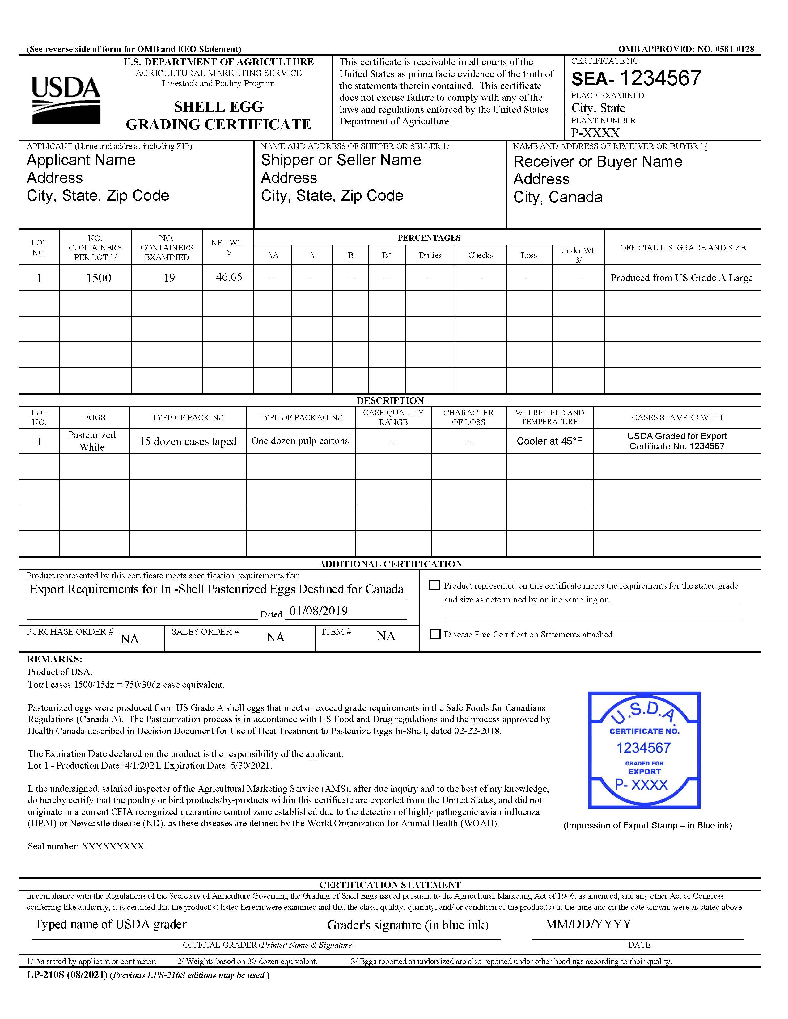 Sample LP-210S Form