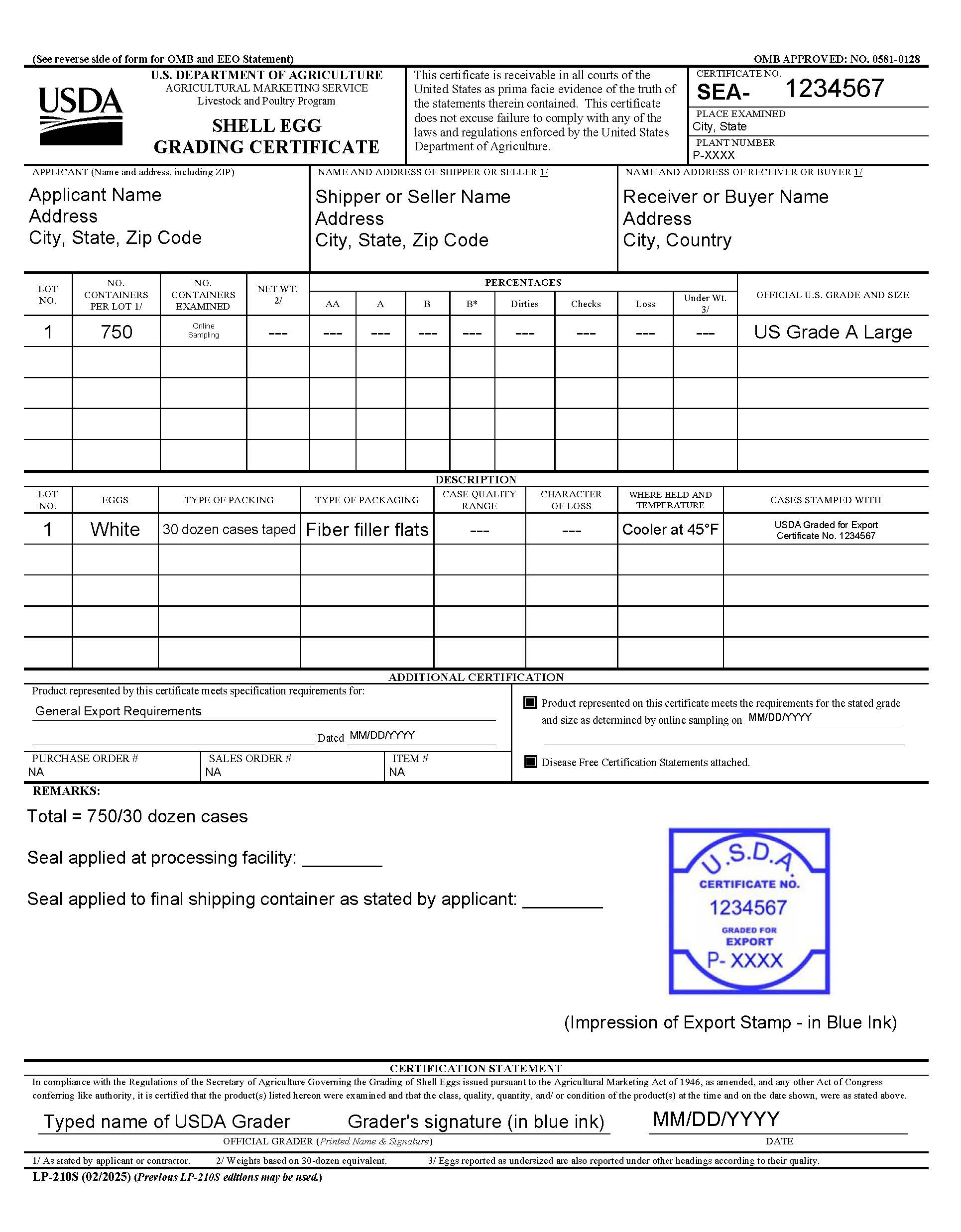 Sample LP210S Generic Online Template